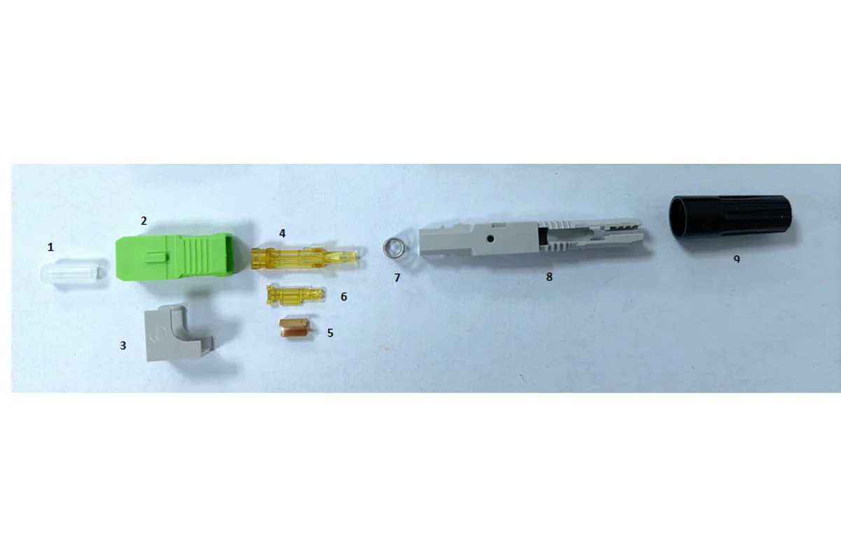 Internal components of a field-installable fiber optic fast connector