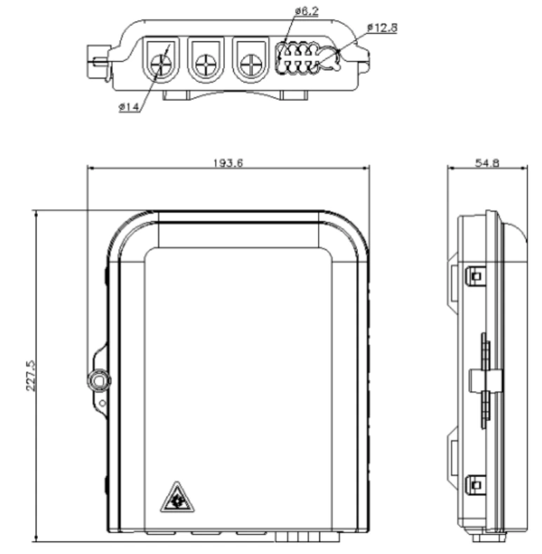 NL-OTB-8CB outdoor fiber distribution box dimension drawing