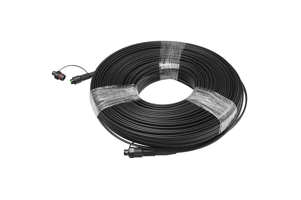 Pre-connectorized flat FTTH drop cable assembly