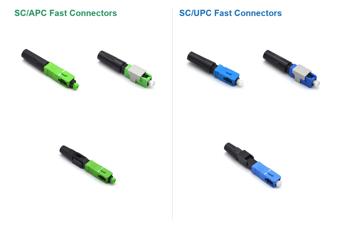 SC APC and SC UPC fiber optic fast connector types