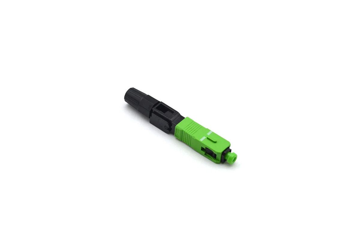 NetLast 60 mm SC APC field assembly fast connector on a white background